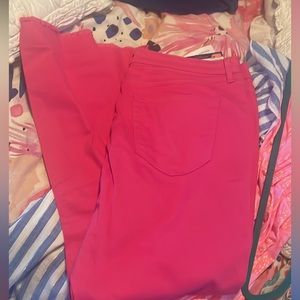 Hot pink crop jeans